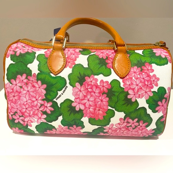 Dooney & Bourke Hydrangea Satchel Barrel Bag Pink Red - Picture 2 of 16